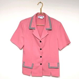 Vintage 80s BFA Classics Pink Black Shirt 12